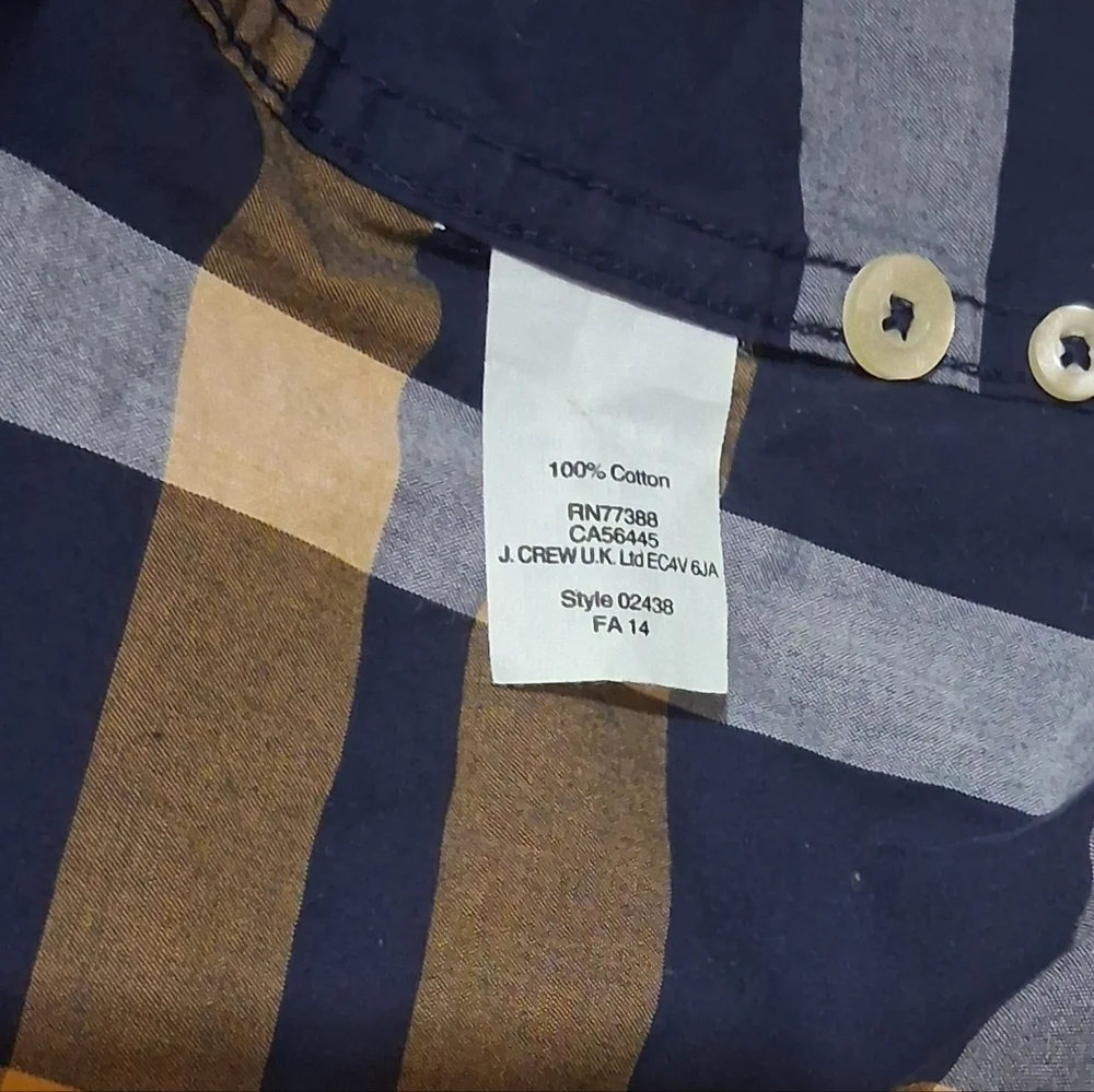 J. Crew Fitted EUC Sz. S Blue/Gold Long Sleeve‎ Casual Botton Down Shirt.